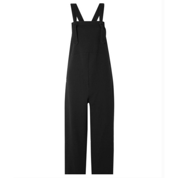 Hatch Sara Maternity Overalls Size Small Black Organic Cotton Tie Strap Jumpsuit - Picture 3 of 15